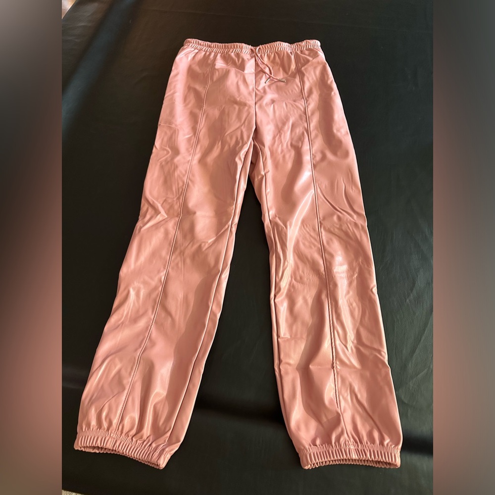 Pink pleather joggers